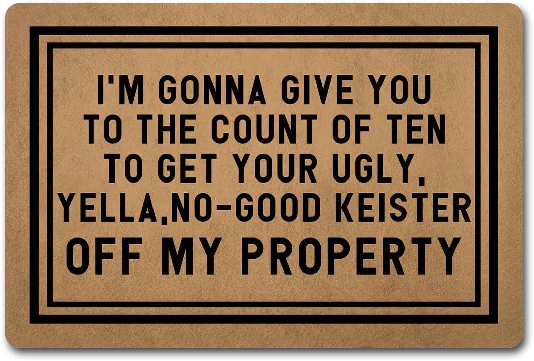 Funny Welcome Doormat For Entrance Way Indoor Front Porch Rugs I'm Gonna Give You To The Count Of Ten Get Off My Property Personalized Home Decor Mat Anti-Slip Novelty Gift Mats23.7"(L) x 15.9"(W)