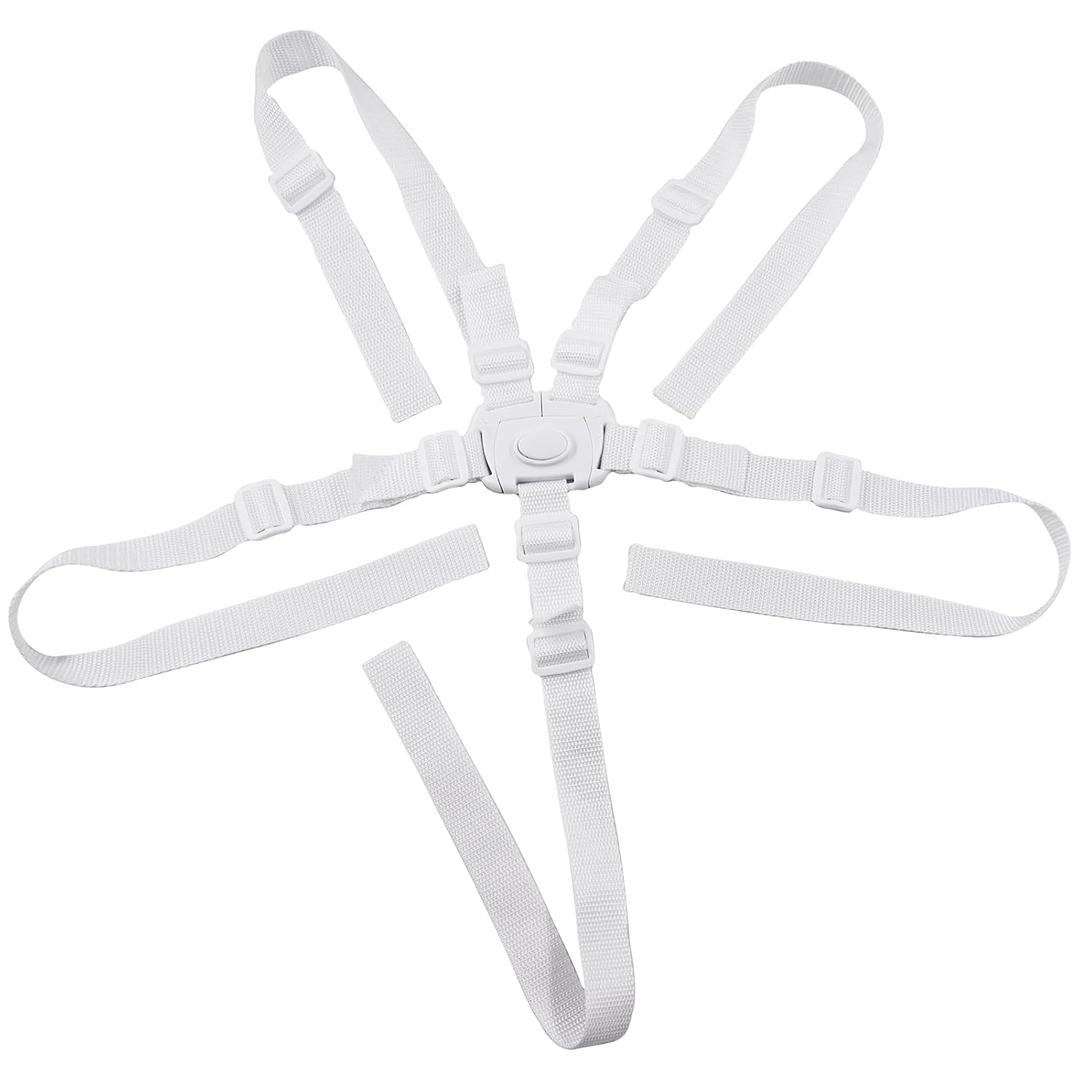 High Chair Straps,5 Point Harness Strap Belt,Universal Baby Harness Seat Strap Holder for Most 5 Point High Chairs,Stroller Pram Buggy Pushchair(White)