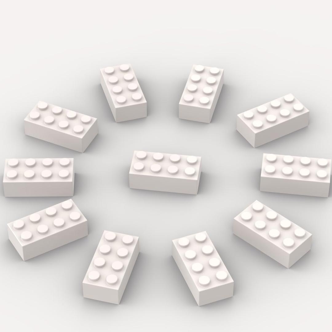 500 Piece Bulk 2x4 Building Bricks, Compatible with Lego, Flat White Bricks