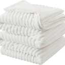 INFIIXSO Sherpa Fleece Queen Size Blanket - Super Soft & Warm Striped Fleece, Cozy Plush Fluffy Large Bed Blanket All Season Use (Off White, 90x90 Inches)