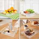 3 Pack Clear Acrylic Serving Tray with Gold Handles, Spill-Proof Acrylic Tray, Decorative Organizer Tray for Coffee Table Countertop Bathroom Vanity Appetizer Breakfast