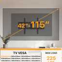 Perlegear Heavy Duty Fixed TV Wall Mount for 42"-115" TVs up to 225 lbs, Low Profile TV Mount Fits 16", 24", 32" Studs, One-Piece Bracket with Magnetic Pull Tabs, Max VESA 800x600mm