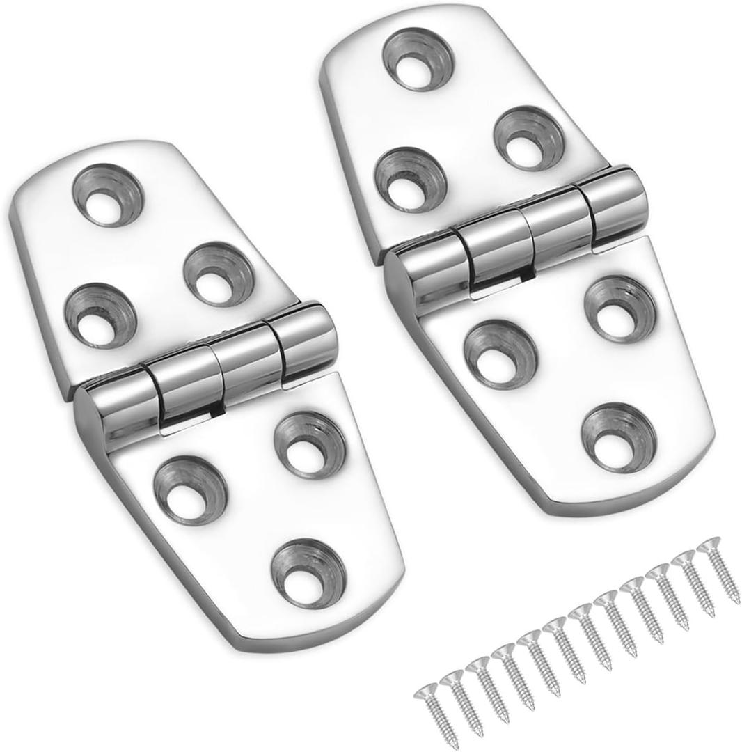 Heavy Duty Marine Boat Hinges 316 Stainless Steel, 3 x 1.5 Inch, Sturdy Deck Cabinet Door Hinges with Screws (Pack of 2)