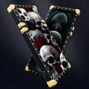 DAIZAG Case Compatible with iPhone 15,Golden Shockproof Phone Gift Case,Roses and Skeletons