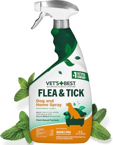 Vet's Best Natural Indoor Flea and Tick Spray – Dog Flea and Tick Treatment for Home, Plant-Based Formula with Natural Oils, Kills Fleas, Eggs & Ticks on Contact, Made in USA, 32 oz