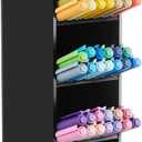 Acrylic Pen Organizer Storage for 50 Markers Vertical Marker Organizer Acrylic Pen Display Holder for Office Desk Desktop Stationery Pencil Storage, Black, 3.4 x 4 x 10.2 Inch