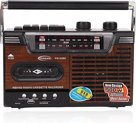 Retro Cassette Player, Retro with Cassette Player and AM/FM Radio Speaker and Earphone Jack, Vintage Tape Player Recorder Cassette Support Storage Card and USB 