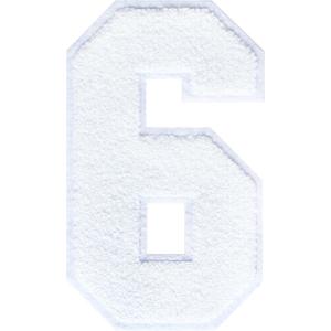 8" Chenille Number Patches Large Iron on Patches White Number Clothing Applique Patches (6)