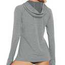 MAGCOMSEN Women's Sun Shirt with Hood UPF 50+ Quick Dry Lightweight Shirt with Thumb Holes for Summer, Light Grey, S
