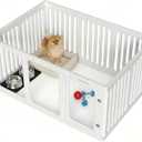 10 Pcs Combination Clear Acrylic Plastic Dog Playpen, Lightweight & Easy Assemble Playpen Divider, Durable Safety Play Pen Indoors, Puppy, Cat, Medium Animal(White, 49.2" × 33.5" × 23.6")