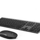 Wireless Keyboard and Mouse, Vssoplor Rechargeable Quiet Full-Size Keyboard and Mouse Combo Set Ultra Slim Design for Laptop, PC, Notebook, Desktop-Dark Gray