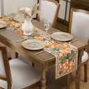 Romanstile Fall Table Runner - 13 X 90 Inch - Wood Pumpkin Leaves Thanksgiving Autumn Kitchen Dining Table Decor, Farmhouse Style Home Decoration for Dining, Party, Holiday