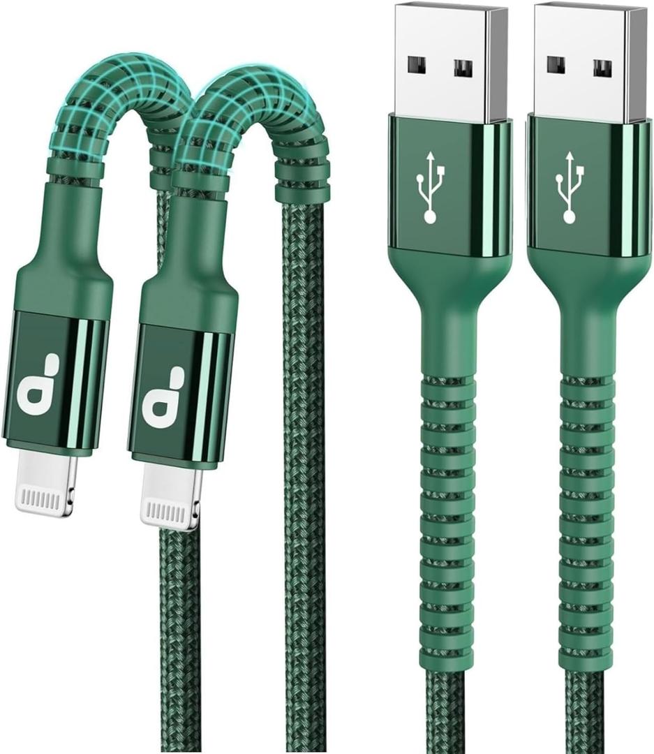 iPhone Charger Cable 2Pack 6FT, [Apple MFi Certified] Lightning Cable, iPhone Fast Charging Cord Extra Durable USB A to Lightning Cable Compatible with iPhone 14 13 12 11 Pro Max and More (Green)