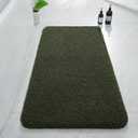 AROGAN Luxury Long Bathroom Runner Rug, 24x48 Inch Thick Soft and Absorbent Microfiber Non Slip Bath Mat, Rubber Backing Quick Dry Rugs Carpets, Machine Washable Plush Mats for Shower Floor, Green