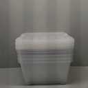 IRIS USA 32 Qt Stackable Plastic Storage Bins with Lids, 6 Pack - BPA-Free, Made in USA - See-Through Organizing Solution, Latches, Durable Nestable Containers, Secure Pull Handle - Clear (32 Qt. - 6 Pack)