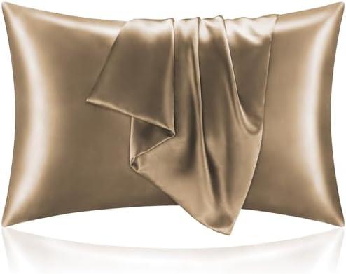 BEDELITE Satin Pillowcase for Hair and Skin, Super Soft and Cooling Similar to Silk Pillow Cases 2 Pack with Envelope Closure, Gift for Women Men(20"x30" Queen Size, Tawny Brown)