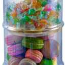 MyGift 16-Inch Modern 3-Tier Iridescent Rainbow Glass Apothecary Jars with Lids – Transparent Stacking Candy, Cookie, and Bathroom Storage Containers Multi