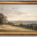 Large Gold Framed Classic European Pastoral Landscape Canvas Wall Art Vintage English Countryside Horizon Oil Painting Poster Retro Rolling Hills Artwork Prints for Rustic Farmhouse Decor 24x36inch