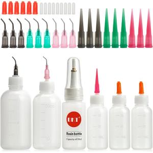 FJNATINH Precision Tip Applicator Bottle, Mini Glue Squeeze Bottle with Brush Tip for Oil, Wood Glue, Craft Glue, Paint, Crafting Fine Dispenser