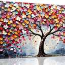 Zoyotago Large Canvas Wall Art Colorful Flower Tree Picture Gray Backgrounds Canvas Prints Ready to Hang for Bedroom Living Room Size 20x40