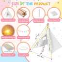 6 Pack Teepee Tent for Kids Sleepover Tent with 6 Air Mattresses (64"x28"), Star Lights, Eye Masks, Banners, Kids Teepee Tents for Boys Girls Indoor Outdoor Party Birthday Glamping (White), 64" x 28" x 8.7"