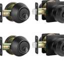 Haidms Entry Black Door Knobs and Deadbolt Combo Set, Keyed Alike - Matte Black Door Knobs with Lock and Keys for Front Door, Exterior, Front Door Lock Set with Single Cylinder Deadbolt -2 Pack