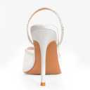 Women's High Heel Sandals High Heel Slippers Pointed Toe Fish Mouth Sandals Lace Sandals (7, White)