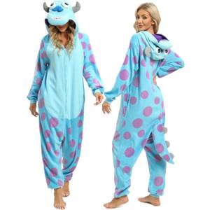 LABULA Unisex Adult Onesie Animal Pajamas Halloween Cosplay Sleepwear (Large, Purple)