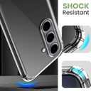 for Samsung Galaxy S24 FE Case, Shockproof TPU Clear Cover with 2 Pack Tempered Glass Screen Protectors & Leather Kickstand (3M Adhesive Mount) for Stand/Horizontal Viewing, Clear