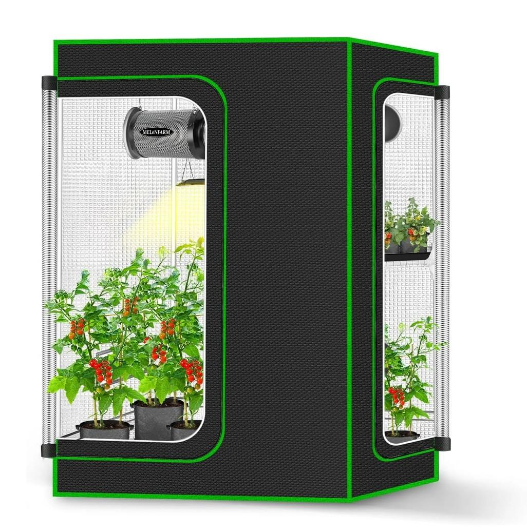 2-in-1 Grow Tent, 36"x24"x48" High Reflective Diamond Mylar with Multi-Chamber and Floor Tray for Hydroponic Indoor Growing