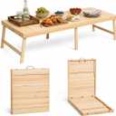Boho Wooden Folding Picnic Table 80"x30"Low Portable Outdoor Camping Table, 80x30in - No assembly required