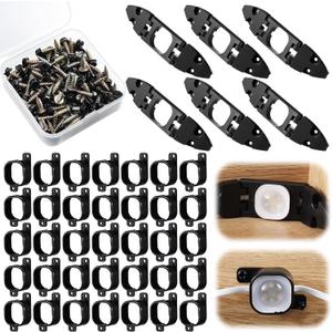 Nuanchu 66 Pcs Light Clips Set Compatible with Govee Pro H706 H806, 60 Mounting Clips & 6 Gable Light Bracket with 150 Screws Compatible with Govee Pro Outdoor Lights 100ft (Black)