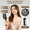 Boar Bristle Hair Brush 2PCS, Curved Vented Detangling Brush for Wet and Dry Hair, Styling Paddle Hairbrush for Women Men Kids Curly Straight Thick Long or Short Hair (Black, White)