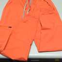 Scrubs for Women Set, V-Neck Top & Jogger Pants, 8 Pockets, Medical Uniform, Workwear for Nurses, Dentists & Pet Care (Small, Orange Red)