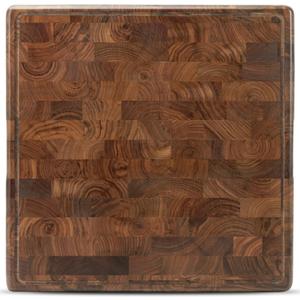 18 x 18 Inches Square Walnut Wood Butcher Block Cutting Board for Kitchen, Wooden Chopping Board, Inner Handles, Brown