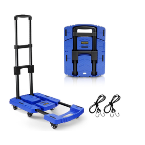 Voipvvii Folding Hand Truck 500lbs, Portable Heavy Duty Dolly Cart, 6 Wheels Collapsible Luggage Cart with 2 Elastic Ropes  Compact Trolley Cart for Easy Moving  Ideal Hand Cart for Travel and More