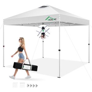 8x8 Pop Up Canopy Tent, Vented Top Portable Shelter, White, 8*8
