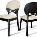 Modern Dining Chairs Set of 2 Wooden Upholstered Kitchen Chairs with Back Farmhouse Dining Room Chair for Kitchen Dining Room Restaurant (Apricot)