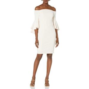 Calvin Klein Women's Off Shoulder Ruffle Sleeve Sheath Dress (10)