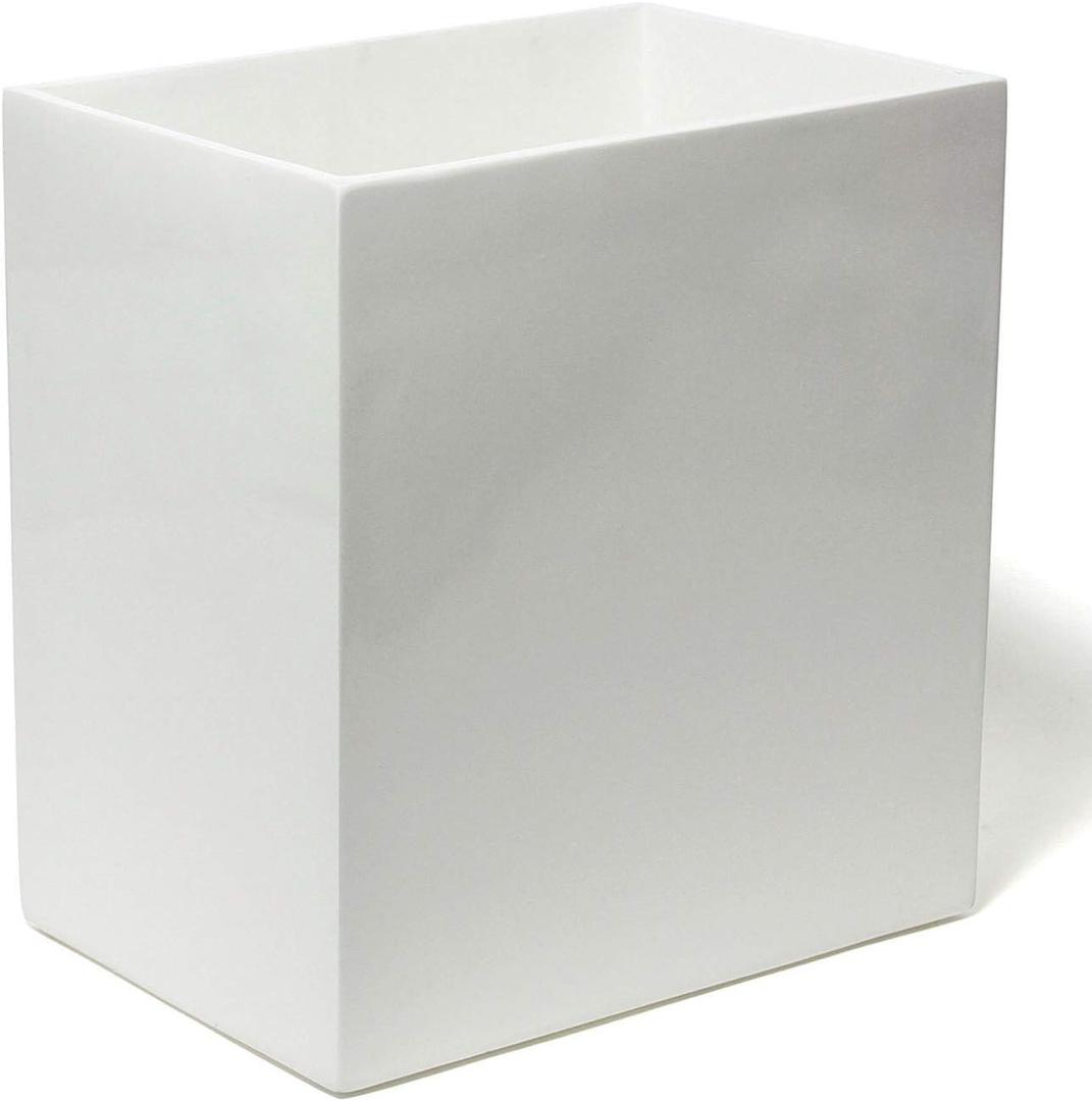Lacquer Bath Wastebasket, 9.25''Wx10''H, White