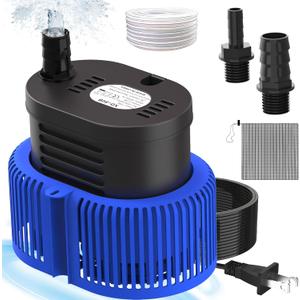 Pool Cover Pump above Ground - Submersible Water Sump Pump Swimming Water Removal Pumps, with Drainage Hose & 25 Feet Extra Long Power Cord, 850 GPH inGround, 3 Adapters (Blue)