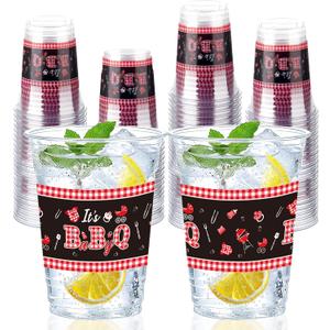 100 Pcs BBQ Baby Shower Plastic Cups 16 oz Disposable BBQ Summer Rustic Barbecue Plastic Cups with It's A BabyQ for Picnic Baby Shower Gender Reveal Party Supplies Beverage Drinking