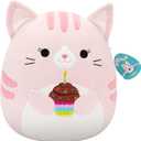 Squishmallows Original 14in Laura The Pink Tabby Cat Holding Birthday Cupcake  Official Jazwares Plush (Large)