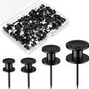 Uniclife 60 Pcs Thumb Tacks, Double Headed Picture Hangers, 4 Size Push Pins for Wall, Picture Hanging Nails, Long Wall Hooks for Pictures Photo Frame Tapestry and Decor, Black