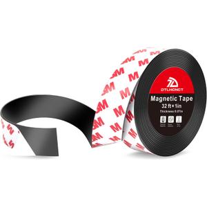 DTLHCNCT Magnetic Tape - 32 ft x 1 inch Magnet Strip Tape Roll with Strong Adhesive Backing for Kitchen, Office, School Organization, Whiteboards,Fridge(0.07" Thick)
