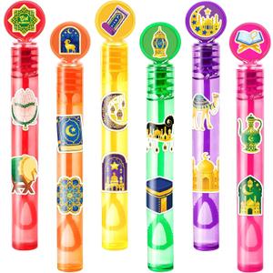 Eid Mubarak Party Favors for Kids - 24PCS Ramadan Bubble Wands Moon Star Theme Celebration Supplies Goodie Bag Fillers Classroom Gifts