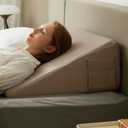 Bedluxe Wedge Pillow, 10 inch Bed Wedge Pillow for Headboard, Pillow Wedge for Acid Reflux Relief, Sleeping, After Surgery, Snoring, Gerd, Triangle Pillow Wedge - Cooling Memory Foam Top, Coffee