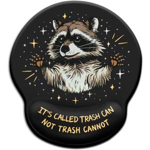 Mouse Pad with Wrist Rest, Funny Trash Raccoon Ergonomic Mousepad Wrist Support for Desk, Cute Animial Gaming Mousepads for Wireless Mouse Computer Work Home Desk Accessories Office Supplies Black