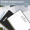 Undated Weekly Planner, 8.5" x 11", Dashboard Layout with Yearly Review, Monthly Calendars, & Weekly To Do List, Spiral Bound Organizer for Work, Study & Life (Black)