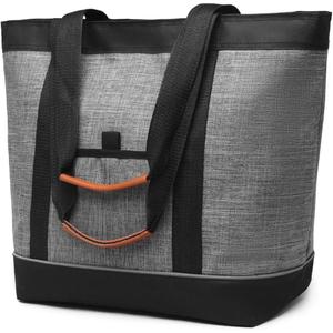 Insulated Cooler Bag Reusable Grocery Tote Bags Transport Large Lunch Box for Women (Grey)